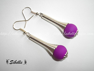 Boucles d'oreilles tourbillon perle violette