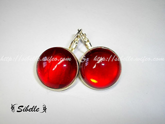 Boucles d'oreilles dormeuses - rouge feu